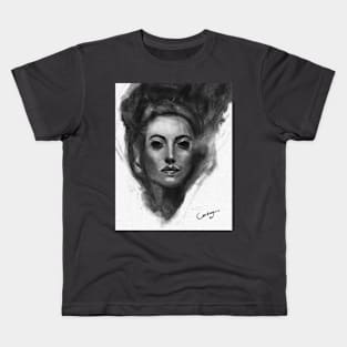 Charcoal Woman Face sketch Kids T-Shirt